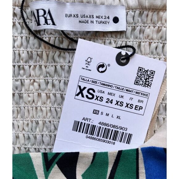 NWT Zara Celeb Style Blogger’s Favorite Printed Linen Blend Crop Top, Size XS - Picture 13 of 14